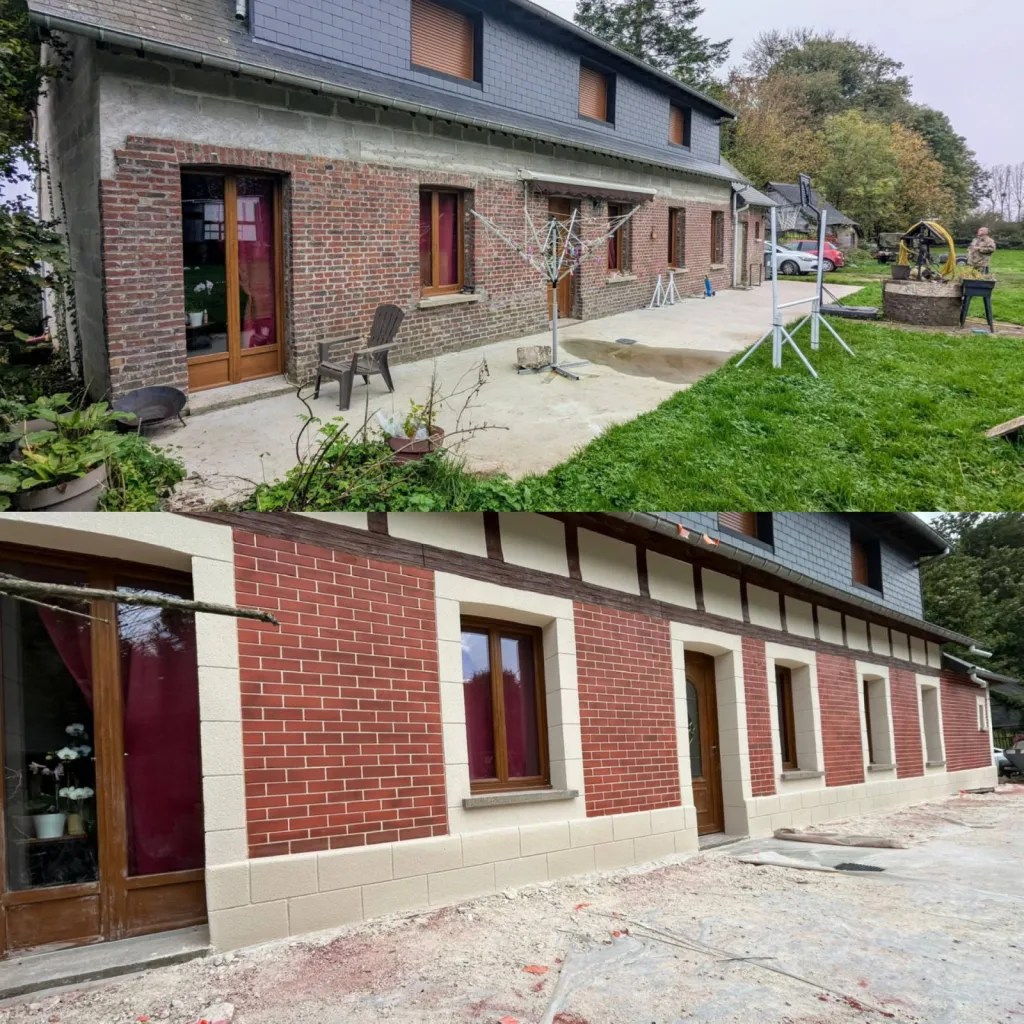 Artisan pour ravalement de façade maison en brique au Havre 76 - Devis gratuit : Redonnez du charme à votre façade vieillissante avec le ravalement aspect brique, un savoir-faire unique en Normandie