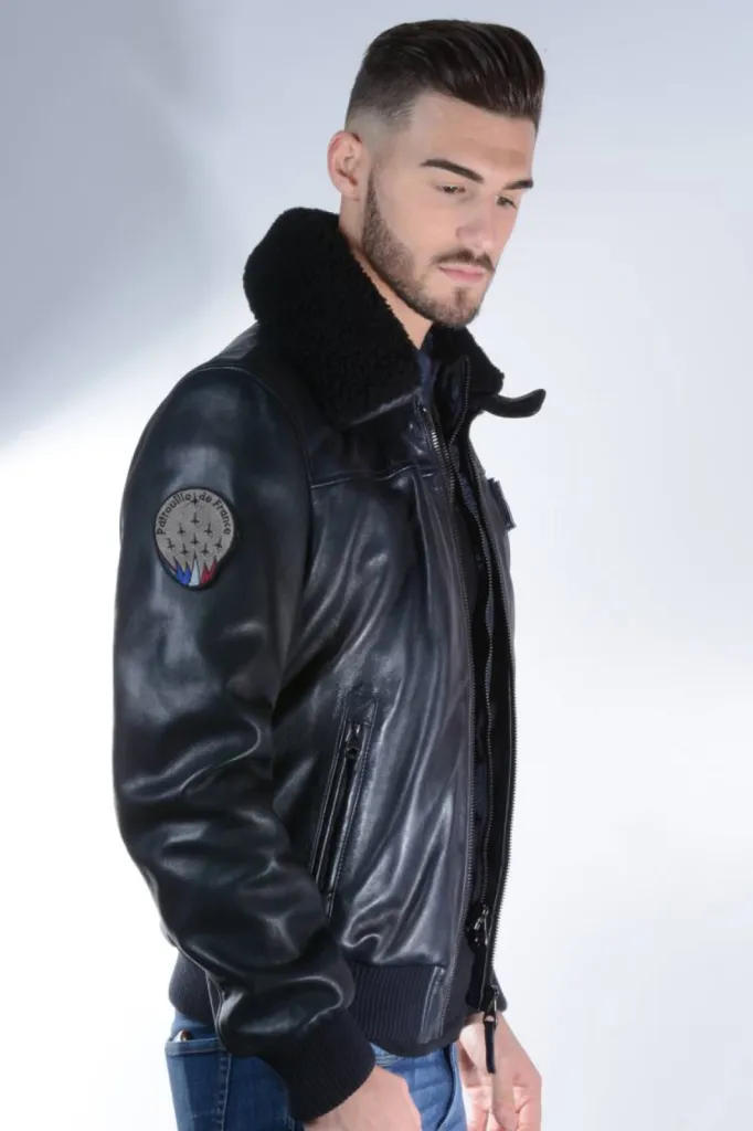 blouson cuir pilot Rafal Patrouille de France Redskins homme