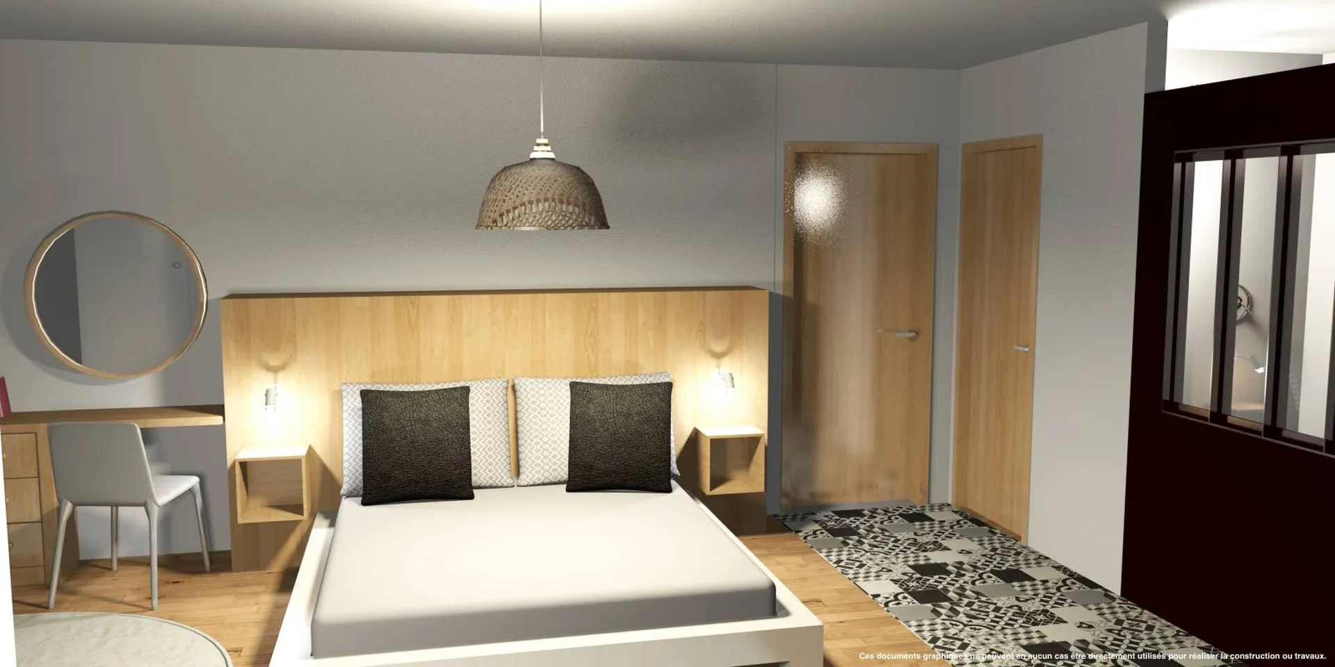 architecte d'intérieur aix-en-provence 13080 conception étude et projection d'une suite parentale avec salle de bain et dressing