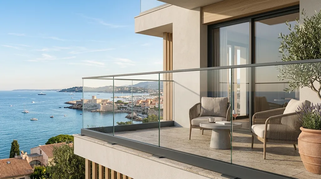 Création de garde-corps avec remplissage en verre pour balcons à Nice vers Antibes : esthétique épurée et protection optimale