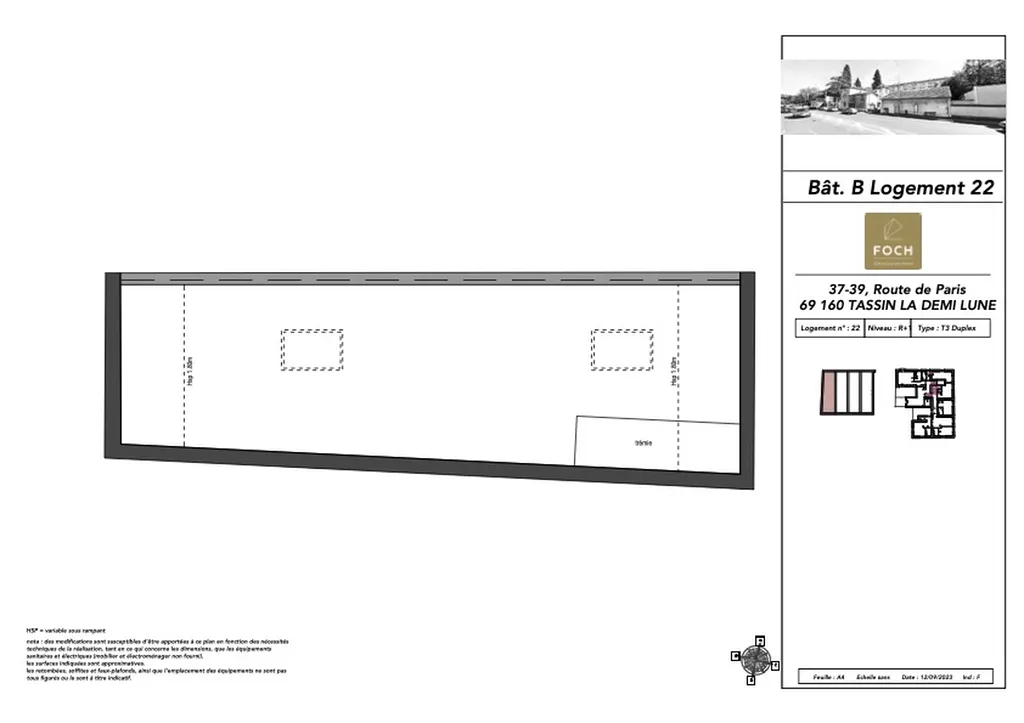 Villa Astra – Tassin-la-Demi-Lune. Appartement en plateau brut à aménager de 62,36 m² avec 29,09 m² d’extérieur exposé Sud