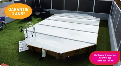 COUVERTURE A BARRES WALU POOL MODELE WOODSTAR POUR PISCINEHORS-SOL