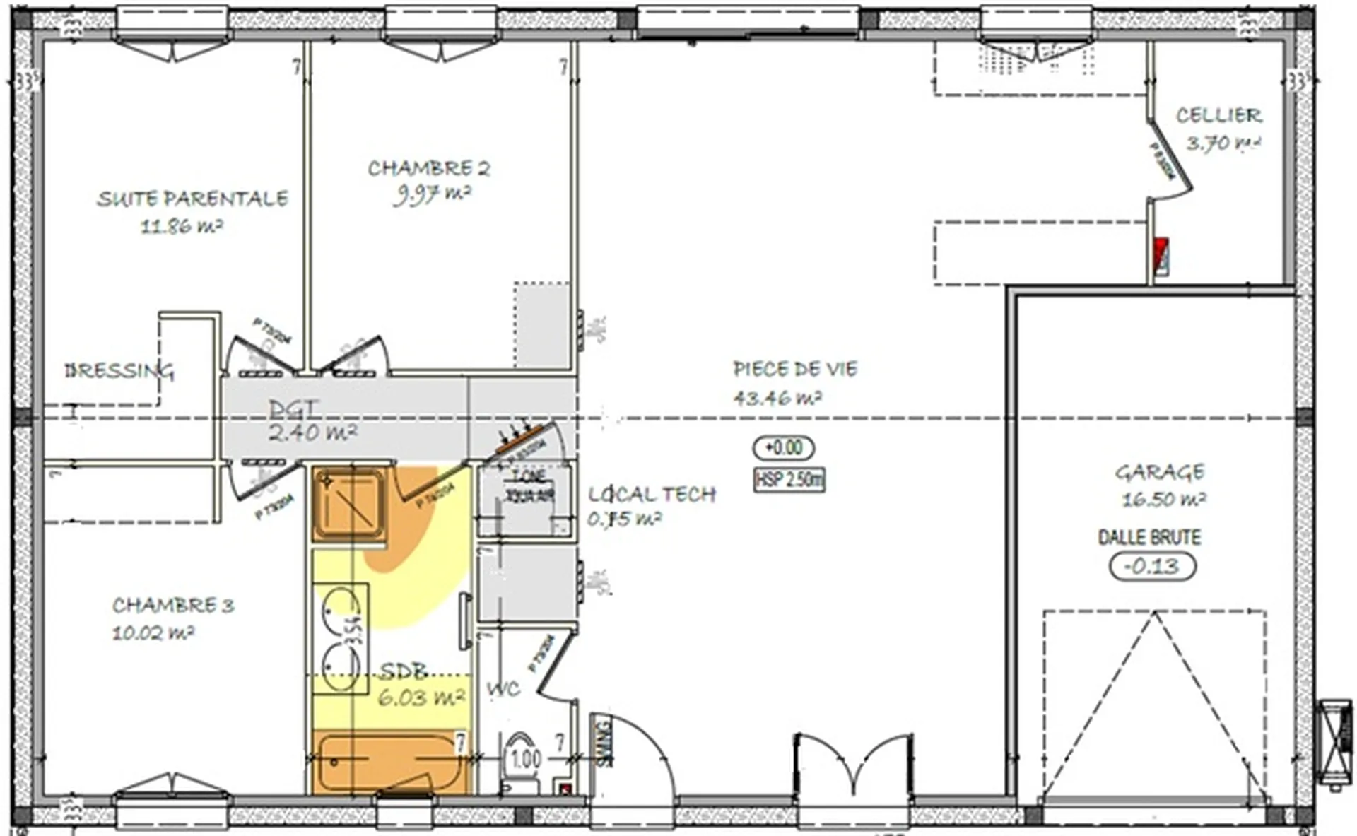 Maison droite de 90 m² avec garage
