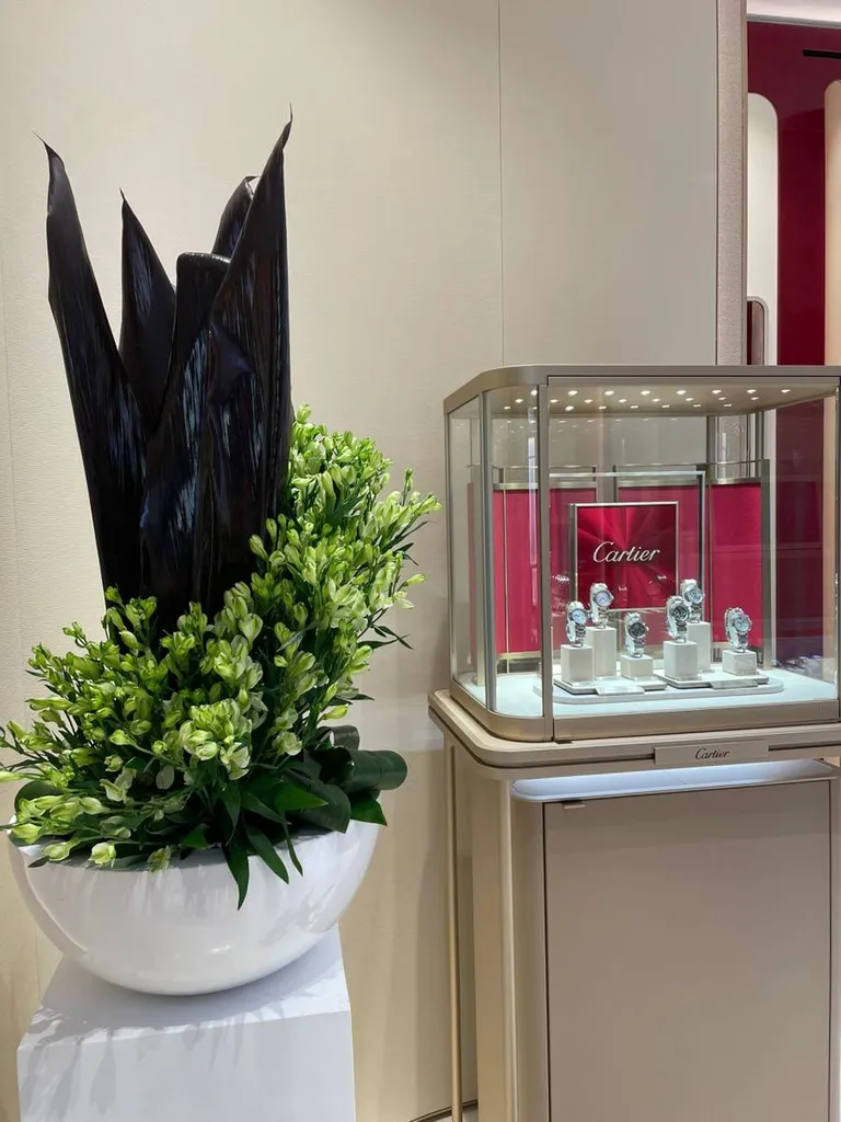 Arrangement floral dans le boutiques de luxe