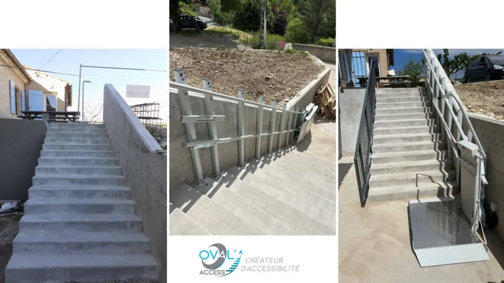 Belle réussite que cette installation de plateforme oblique dans un ERP près de Sisteron