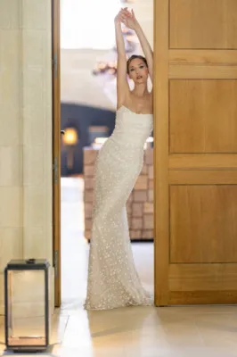 robe de mariée sirène bustier fleur 3d