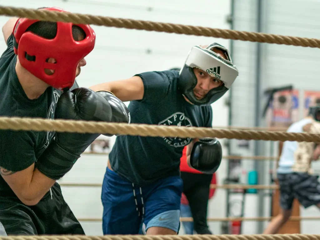 Sparring boxe anglaise avec casques