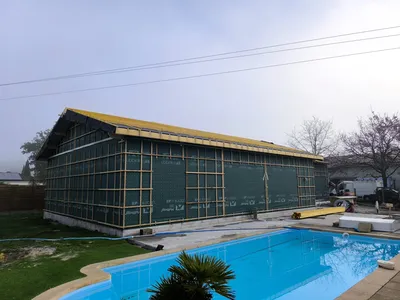 isolation des murs d'une maison ossature bois isolée en mousse polyuréthane cellules fermées – Région de Bordeaux, Nouvelle-Aquitaine