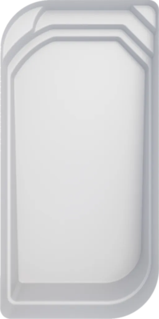 Piscine coque rectangulaire à fond incliné avec design adouci – Modèle Belcanto installé à Sanguinet et Gujan-Mestras