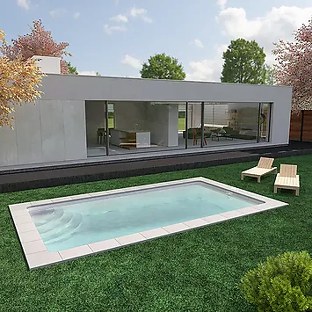 Spécialiste de la Piscines coque 7.00 X 3.00 X 1.50 finition Luxe Nature sur le Bassin d'Arcachon