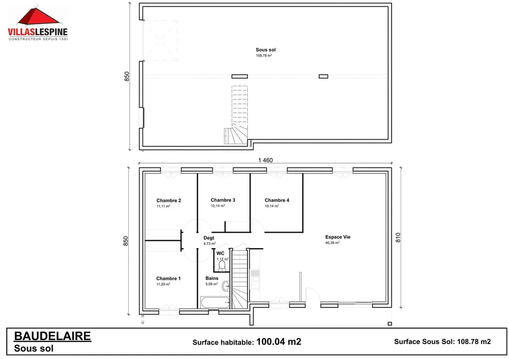 BAUDELAIRE S/SOL - 90m²