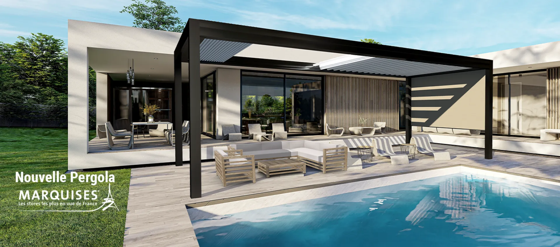 Pergolas Bioclimatique à lames rétractables Aix-en-Provence de marque MARQUISES