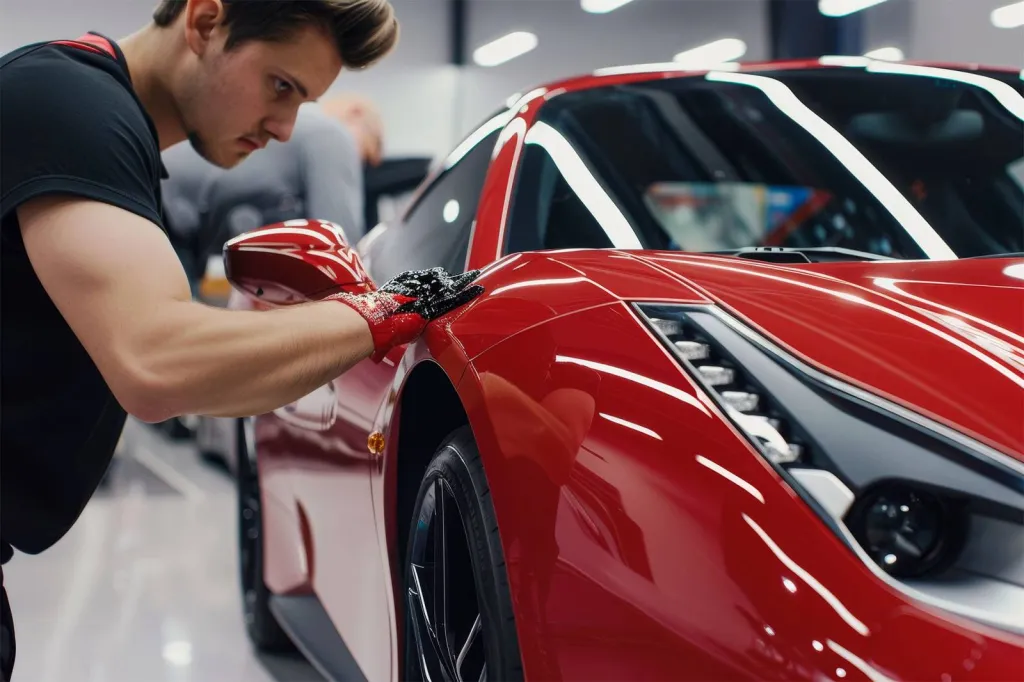 Nettoyage d'une carrosserie auto sur la Bassin 