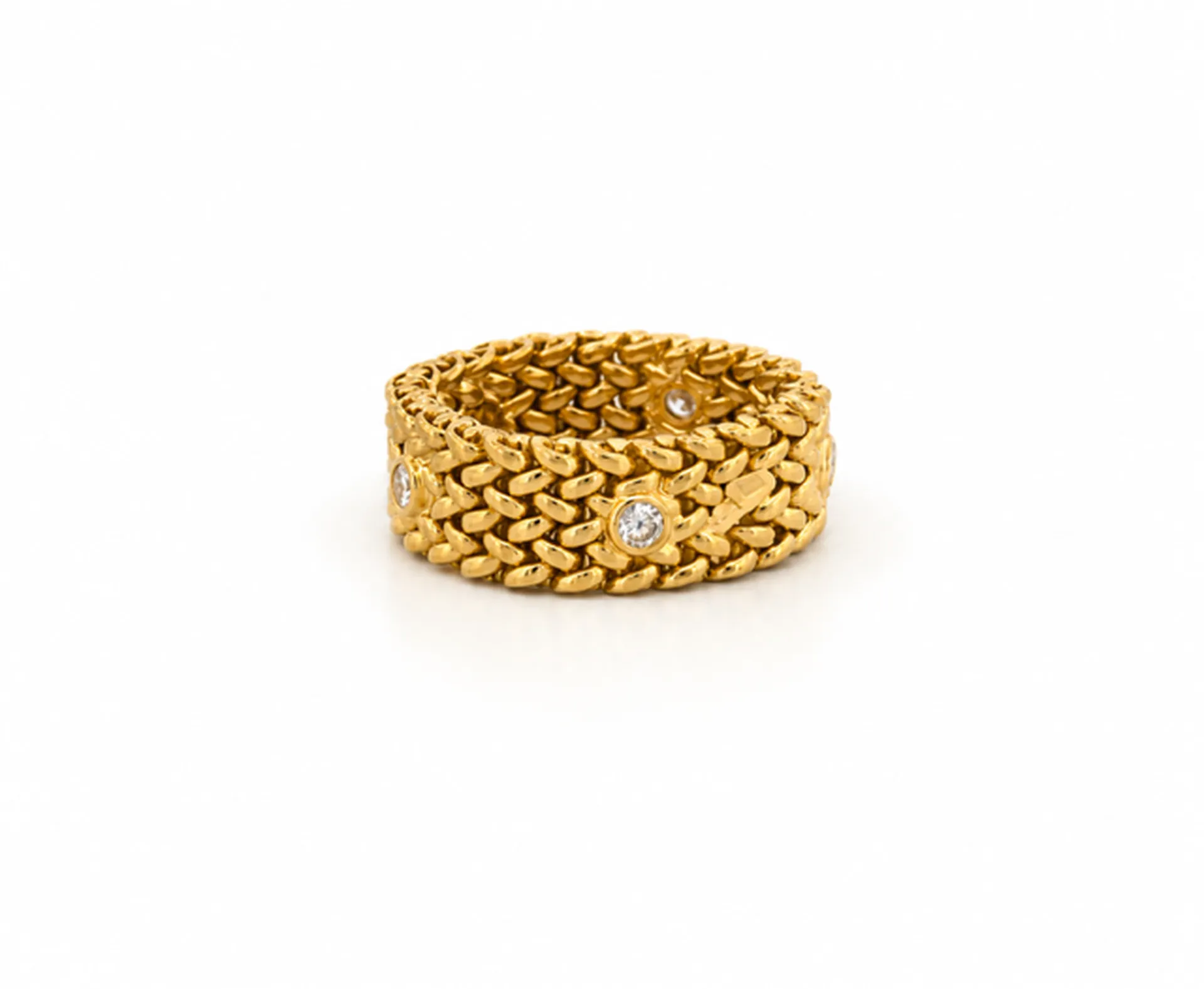 Bague bandeau tressée or 750 et diamants – Bijouterie Or Ligne La Teste-de-Buch