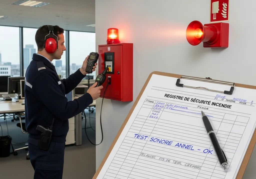 Vérification annuelle obligatoire d’alarme incendie avec test sonore et mise à jour du registre de sécurité à Gardanne