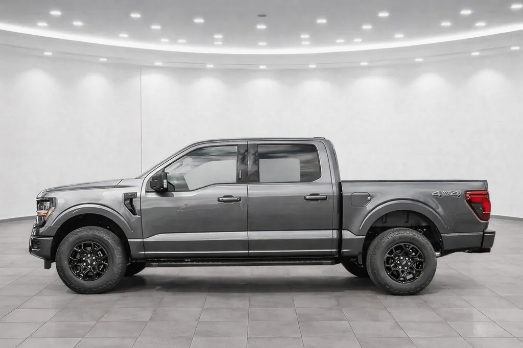 Ford F-150 4x4 Crew Cab Gris – Vue Profil Pickup Showroom