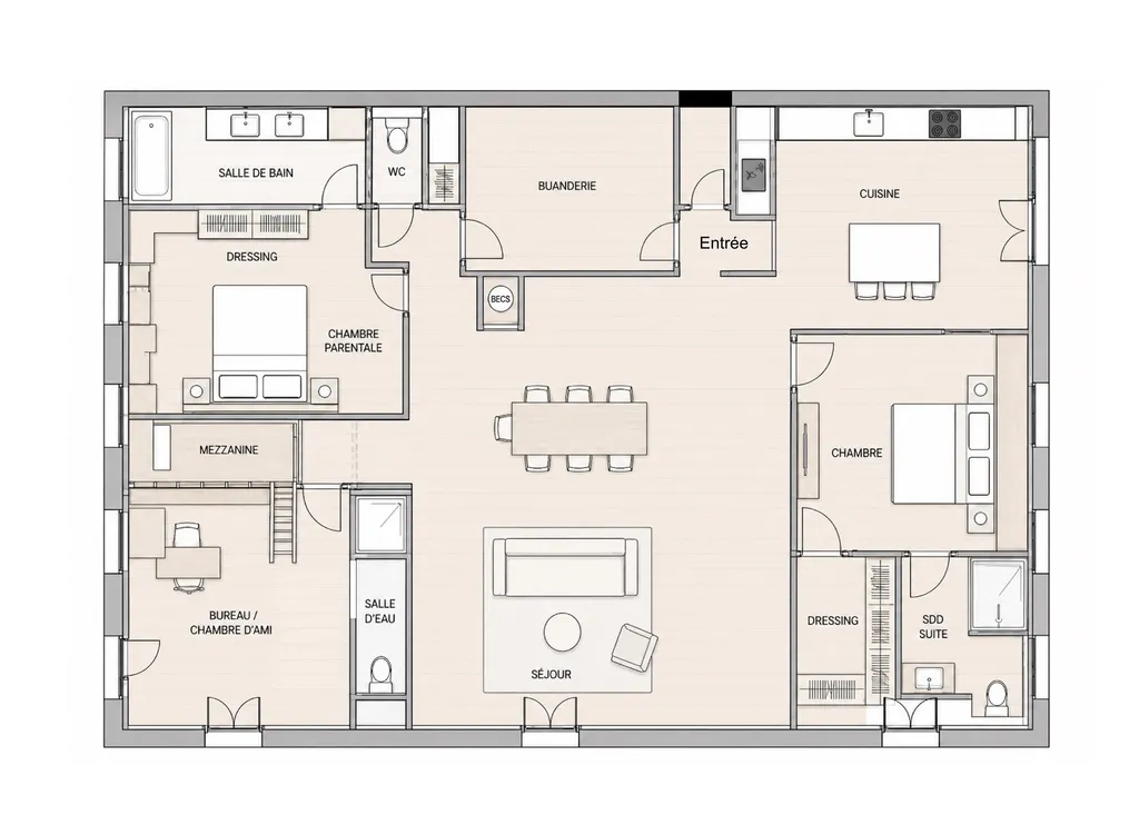 aménagement appartement T4 de 110m² Marseille 13006