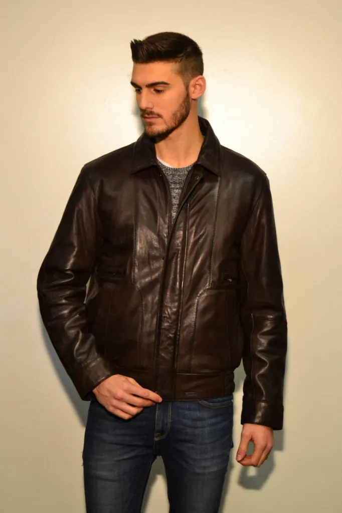 blouson cuir noir Guest homme