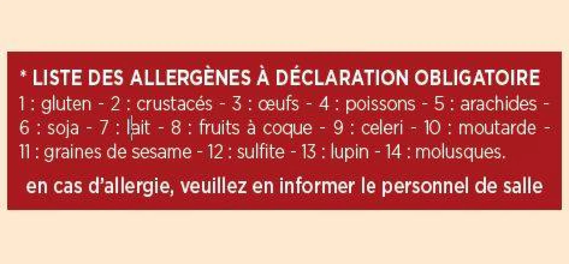 Restaurant avec liste des allergènes Pernes les Fontaines 84
