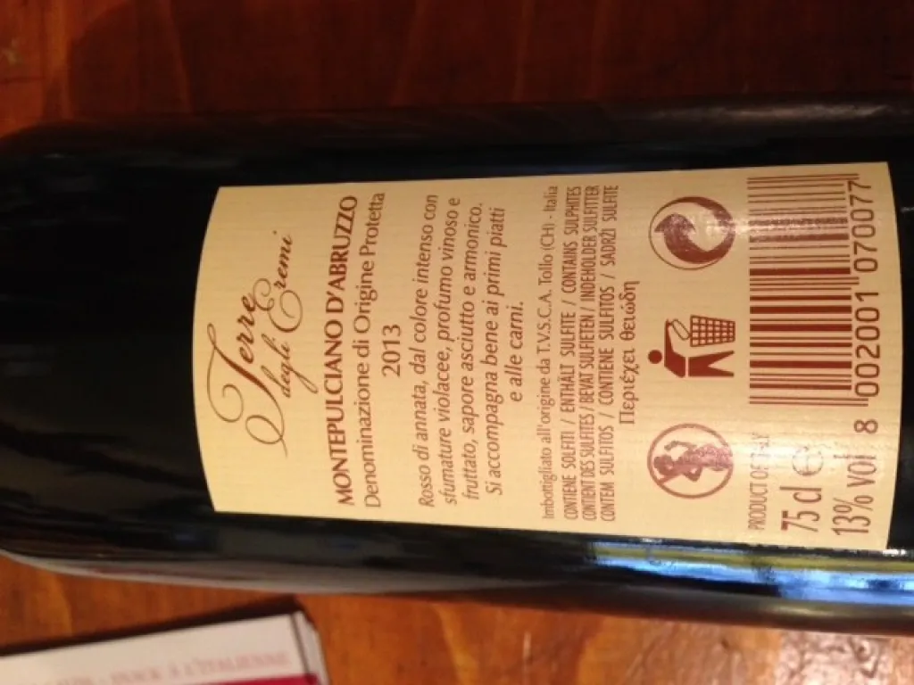 Montepulciano d'Abruzzo Vin rouge des Abruzzes
