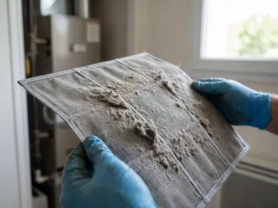 Filtre de climatisation encrassé inspecté lors d'un entretien préventif au Pontet (84) par technicien CGF
