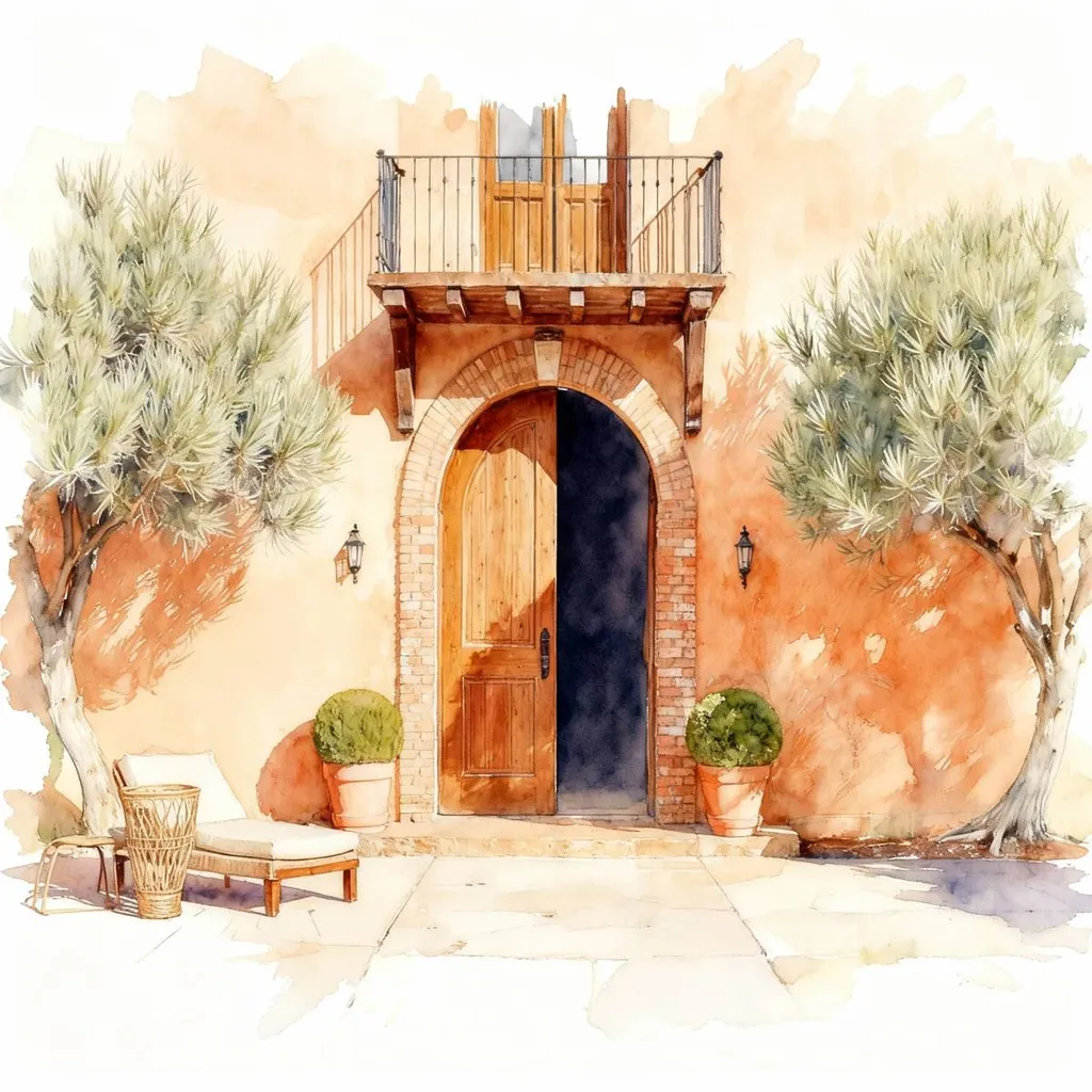graphiste aquarelle batisse terracotta pour faire part