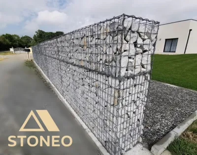 Mur en gabion pour clôture villa, maison à Chabeuil, Montélier ou Alixan et partout dans le 26, 07 et 38 avec STONEO