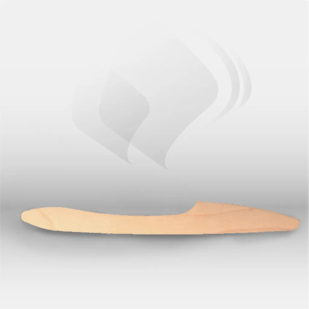 Couteaux en bois naturel Garcia de Pou pour restauration professionnelle, idéals pour traiteur, food trucks et événements, offrant une solution écologique, hygiénique et pratique pour la découpe et la consommation de repas chauds ou froids – disponibles à