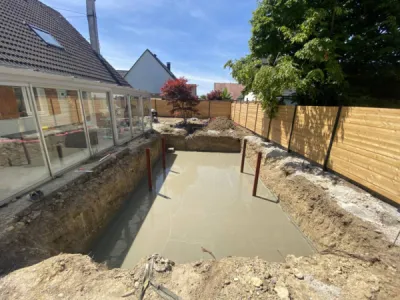 Dalle béton pour piscine d'une maison à Lipsheim, près de Strasbourg CLK
