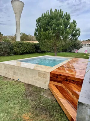 Pose terrasse bois exotique muiracatiara et pose escalier sur mesure à Mios, bassin d’Arcachon