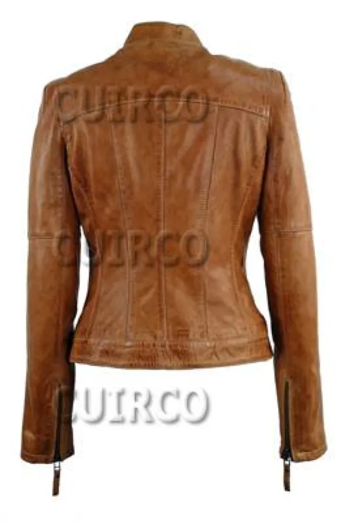 blouson femme cuir cognac