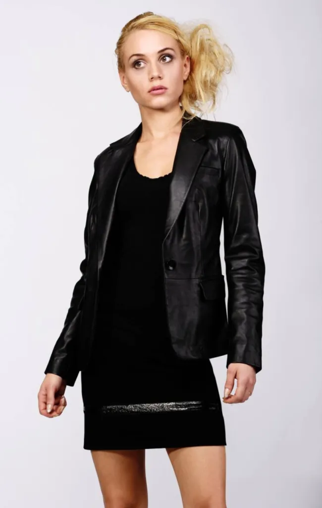 BLAZER CUIR AGNEAU NOIR GIOVANNI