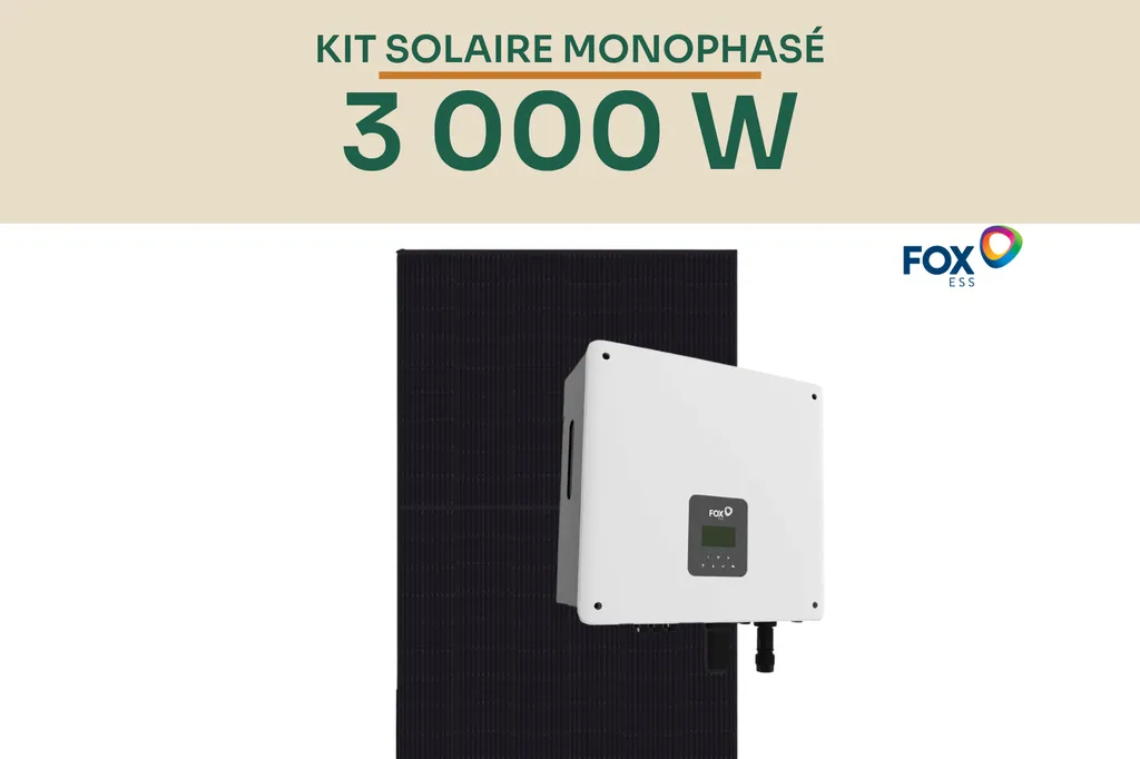Kit solaire 3 kWc Fox ESS monophasé pour autoconsommation avec panneaux photovoltaïques et onduleur H1-3.0-E-G2-WL