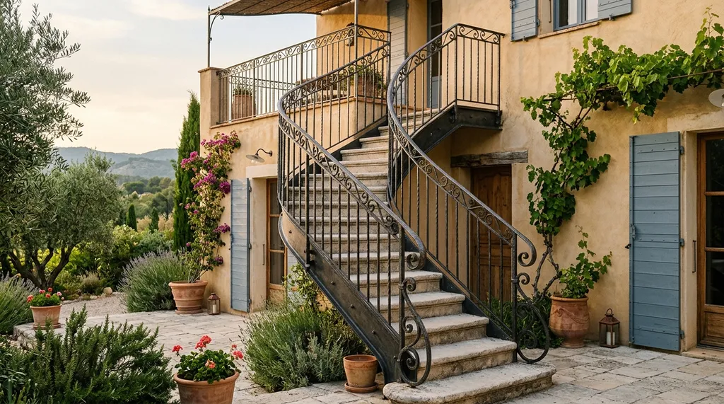 Fabrication d'un escalier en fer forgé traditionnel pour particuliers à Marseille vers Aubagne : conception sécurisée et 100% artisanale