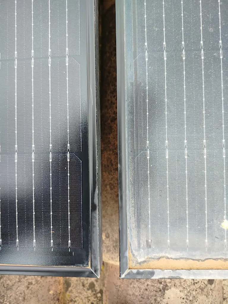 Avant et Après nettoyage des panneaux solaires par infiny elec
