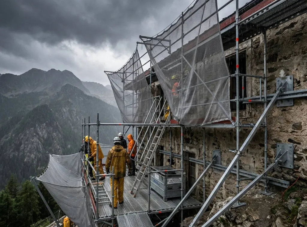 Quel échafaudage est recommandé pour les travaux en façade exposée aux intempéries ?