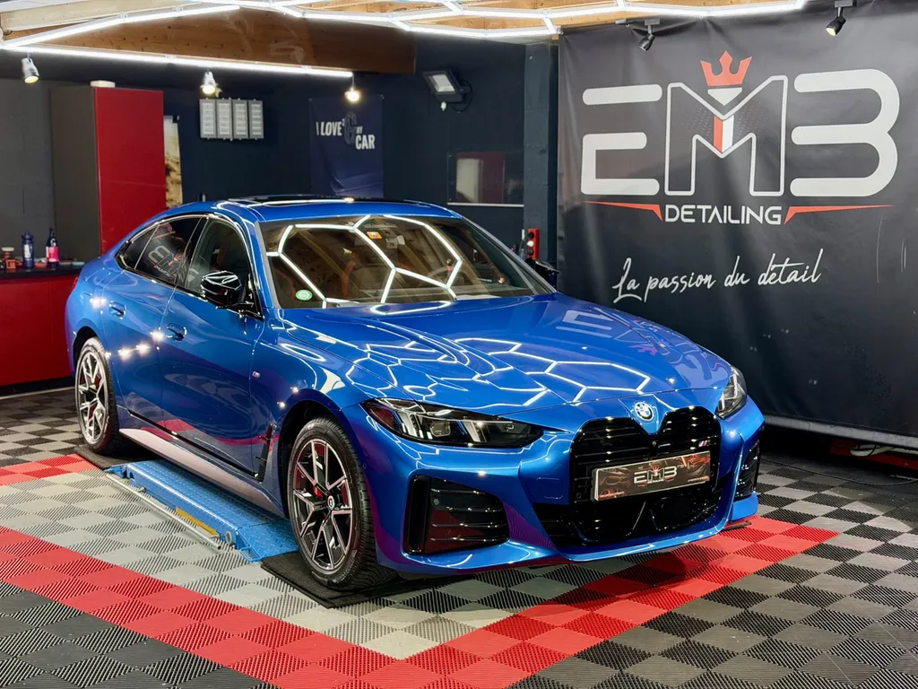 BMW i4 M60 – Protection céramique GYEON Infinite par EMB Detailing à Vaugneray (Lyon)