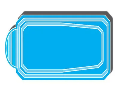 Piscine coque polyestere fond plat avec escalier roman et de dimension 9.65x3.7 fond plat d' 1M50 à Saint Valery en Caux 76460