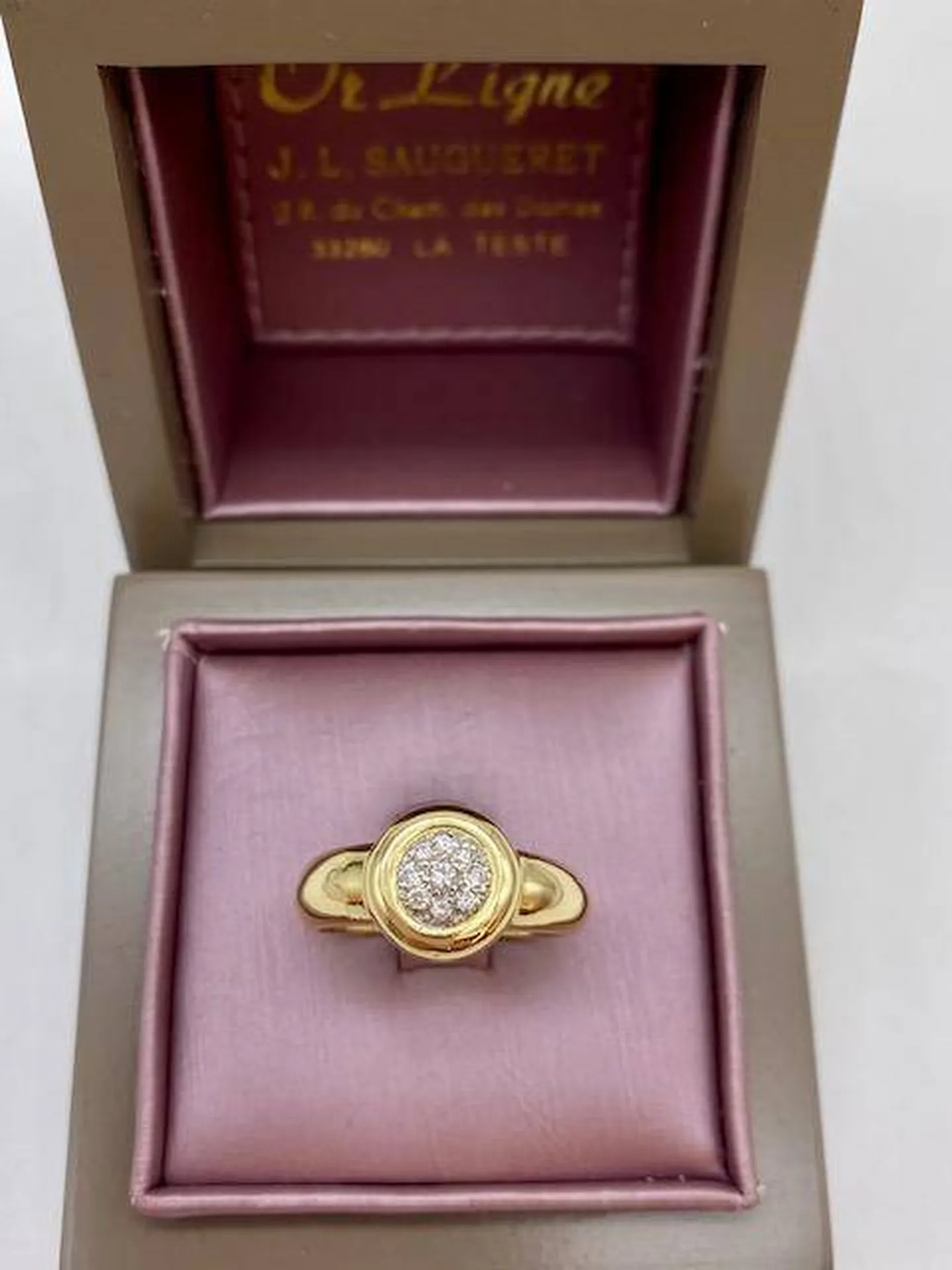 Acheter en ligne une bague en or 750/1000ème et pavage diamants pas cher chez Or Ligne à La Teste de Buch près de Biganos