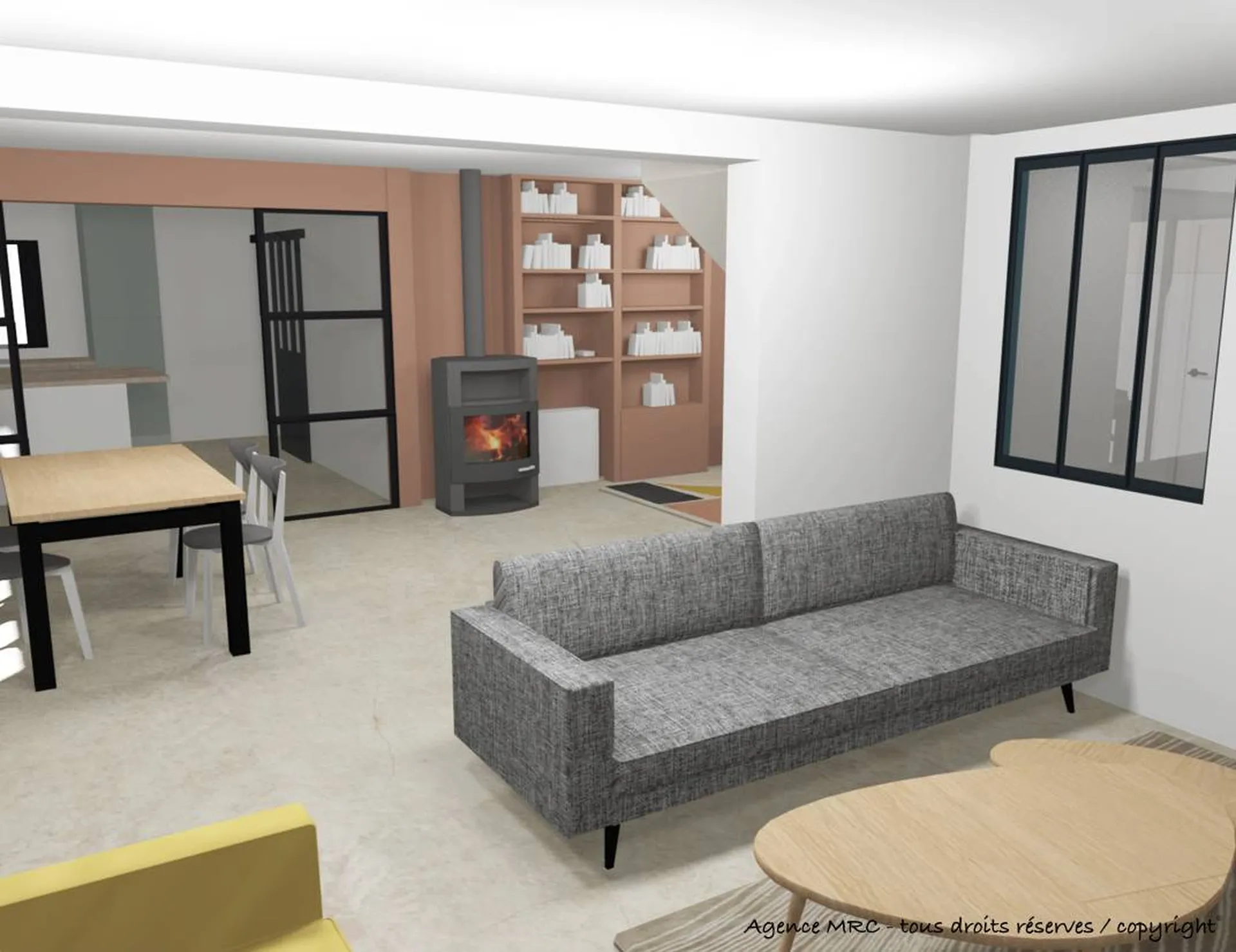 architecte d' intérieur pour rénover et décorer une villa sur region d' Aix-En-Provence salon séjour teracoté