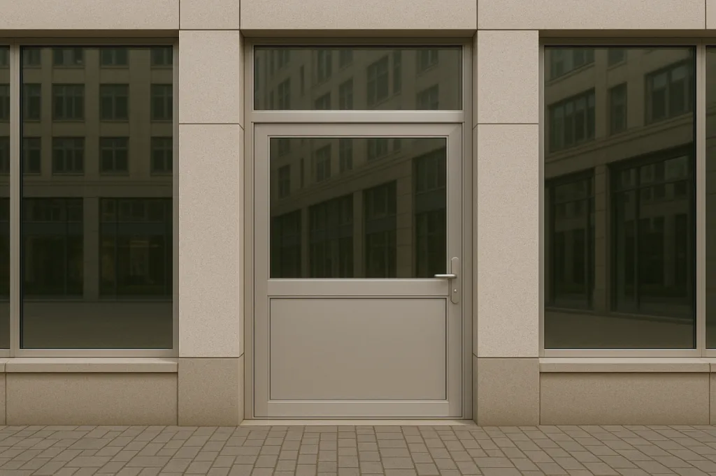 Porte anodisé naturel satiné en aluminium
