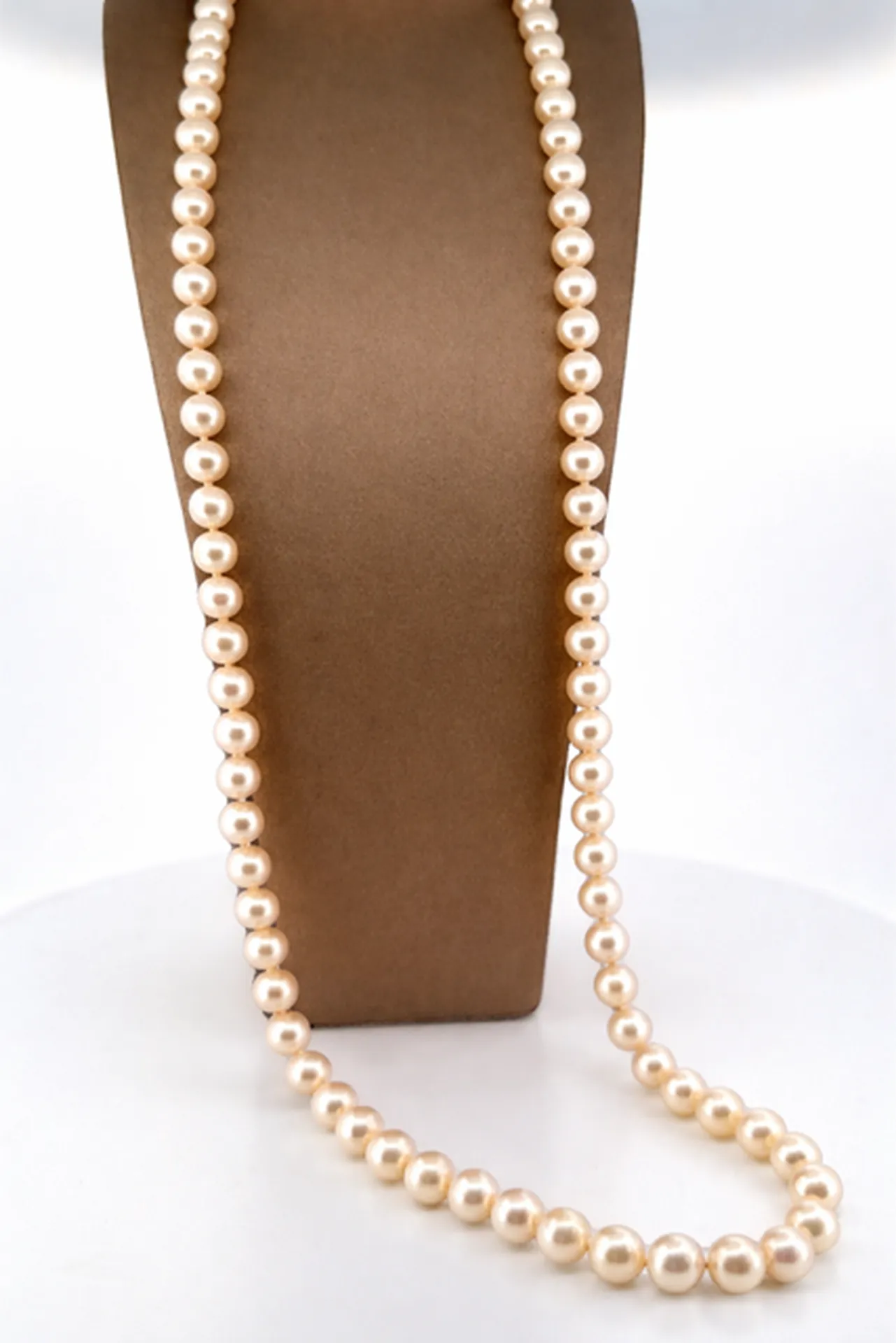 Collier perles de culture eau de mer 66 cm 7,3 mm or 750 dépôt vente Or Ligne La Teste Bassin Arcachon
