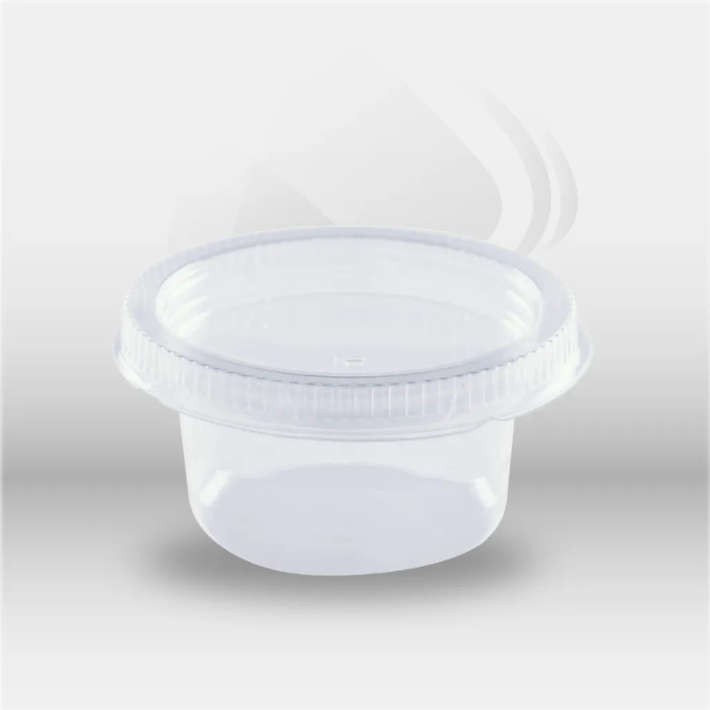 Couvercles Pots à sauce transparents 45 ml Garcia de Pou pour restauration professionnelle, idéals pour sauces, condiments et accompagnements, assurant un conditionnement hygiénique et un transport sécurisé en vente à emporter et livraison – disponibles à