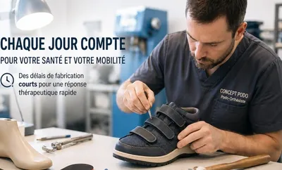 fabricant de chaussures orthopédiques urgence thérapeutique délai rapide au Havre, Bourg-Achard, Rouen, Les Essarts