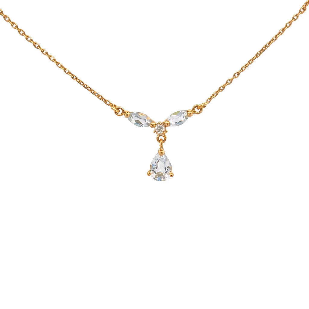 Bijou fin aigue marine taille poire et navette Or Ligne La Teste