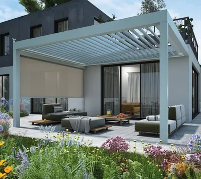 Pergola bioclimatique à lames orientables, secteur Pyla proche Bassin d'Arcachon