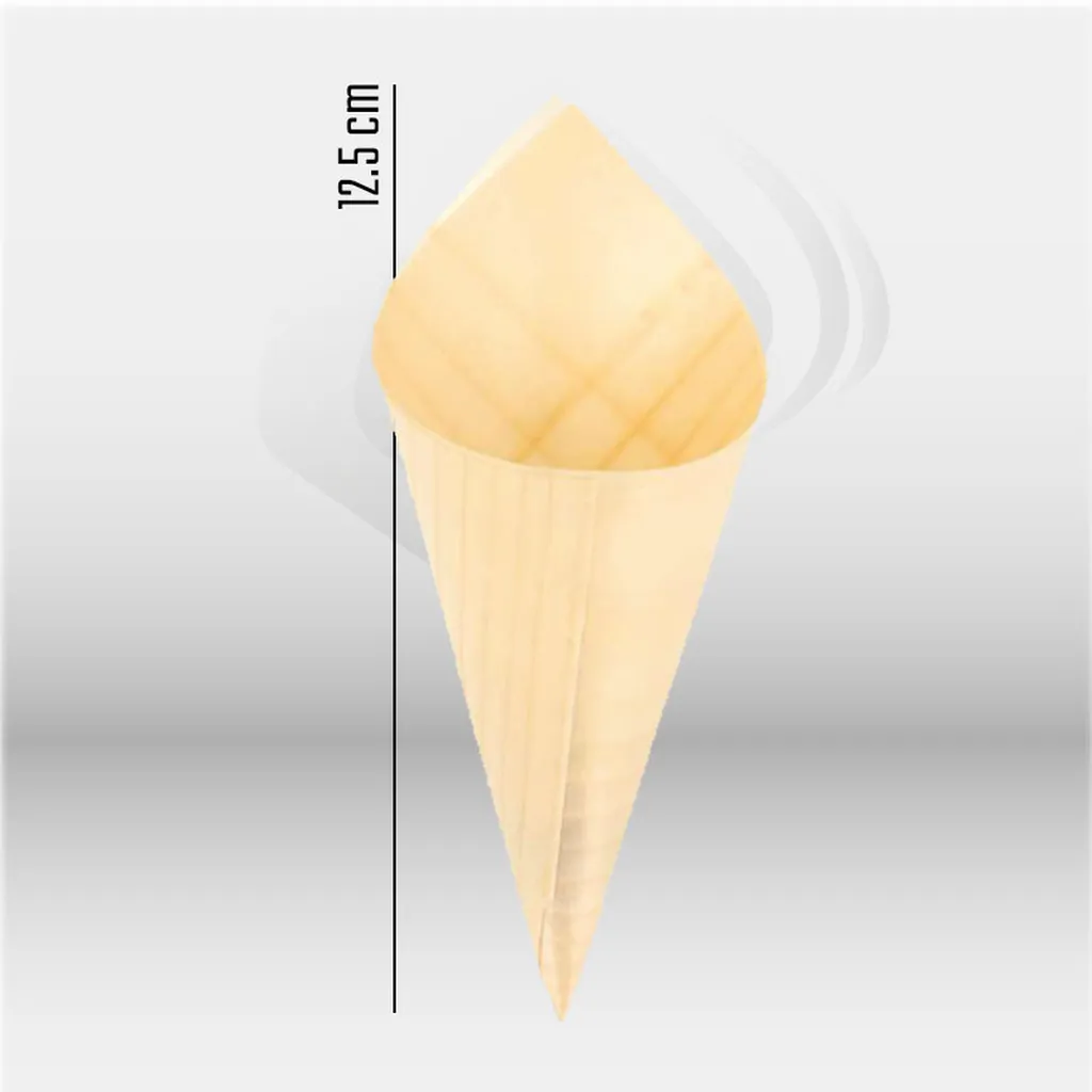Cornets à frites en feuilles de pin 17 cm Garcia de Pou pour restauration professionnelle, idéals pour frites, tapas et snacks, offrant une solution naturelle, biodégradable et esthétique pour la présentation alimentaire en événements et vente à emporter 