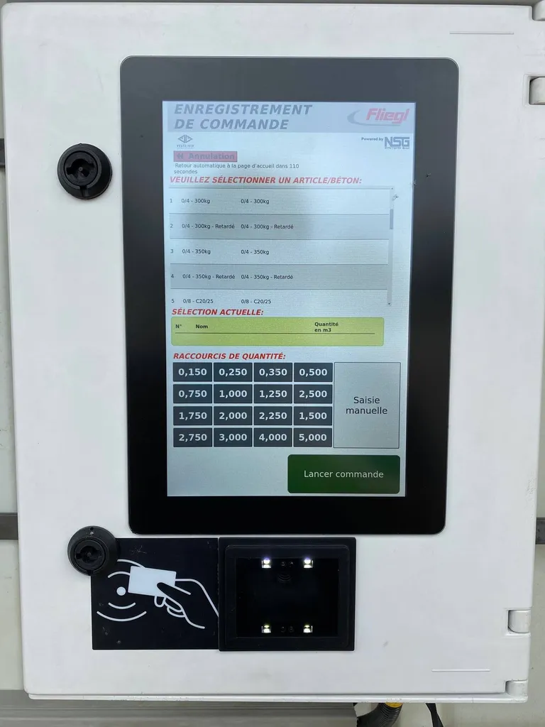 Borne de commande, écran de sélection de la commande