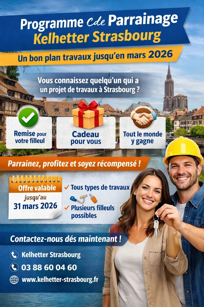 Payez vos travaux moins cher à Strasbourg : parrainez un proche et recevez un cadeau