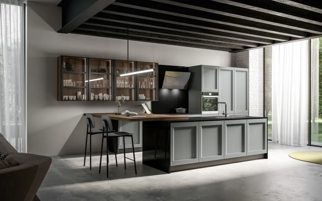 Fourniture et pose d'une cuisine noire mat avec électroménager : plaque aspirante et cave à vins à Arcachon en Gironde